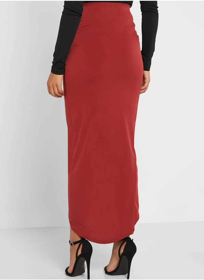 John Zack Ruched Detail Wrap Skirt