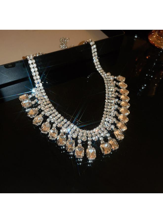 Maillard Brown Tiger Eye Crystal Beaded Necklace Niche Retro Clavicle Chain Personality Fashion Design Necklace