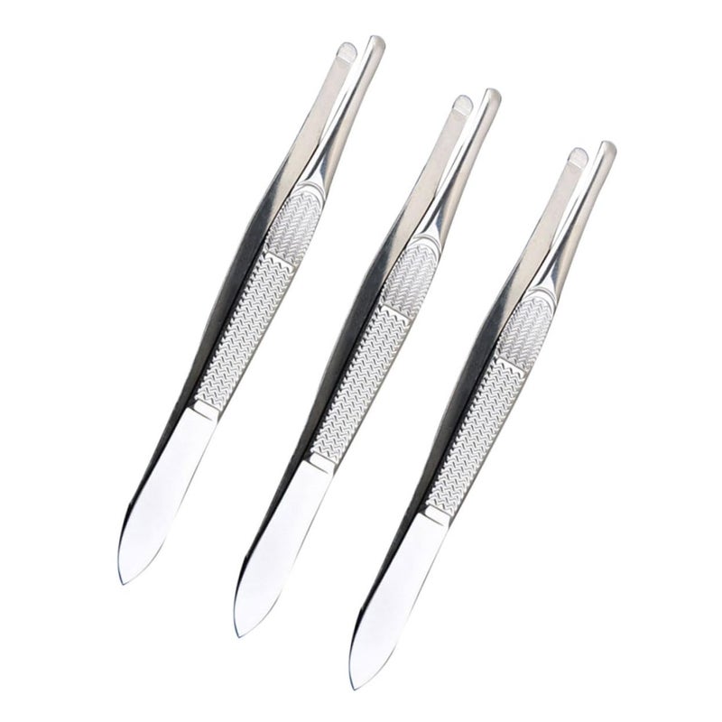 3Pcs Eyebrow Tweezers Set Stainless Steel Facial Hair Removal Tools Ergonomic Grip - Image 2