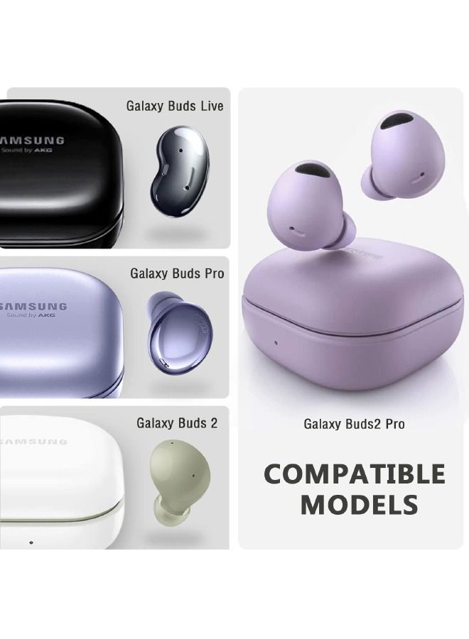 جراب Samsung Galaxy Buds2 Pro / Buds Pro / Buds Live / Buds 2 مع قفل أمان وغطاء من ألياف الكربون وغطاء واقٍ مقاوم للصدمات شديد التحمل مع حلقة تثبيت لسماعة Samsung Galaxy (أسود / أزرق) - Image 2