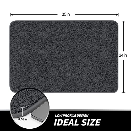 LINLA Indoor Doormat, Super Absorbs Mud Low Profile Door Mat 35" x 24", Washable Non-Slip Rubber Entrance Mat for Doorways Inside Dirt Trapper Mats Shoes Scraper, Dark Gray - Image 4
