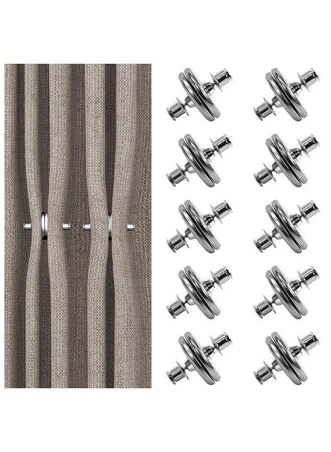 Peachjoy 10Pairs 1.4in Magnetic Curtain Clips, Curtain Magnetic Closure, Curtain Weights Magnets Clips with Tack Prevent Light Leaking Keep Curtain Closed for Home Bedroom Office Curtain(Sliver) - Image 1