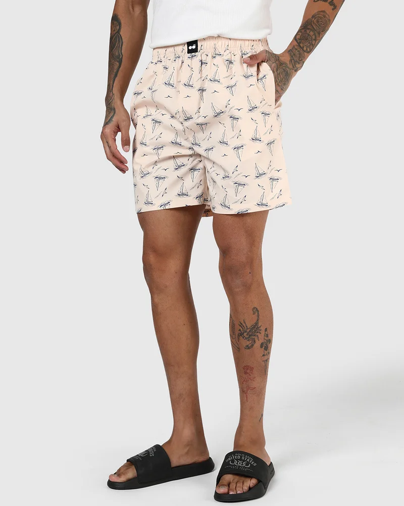 bewakoof  Men's Beige All Over Printed Boxers for Men | Best Price UAE