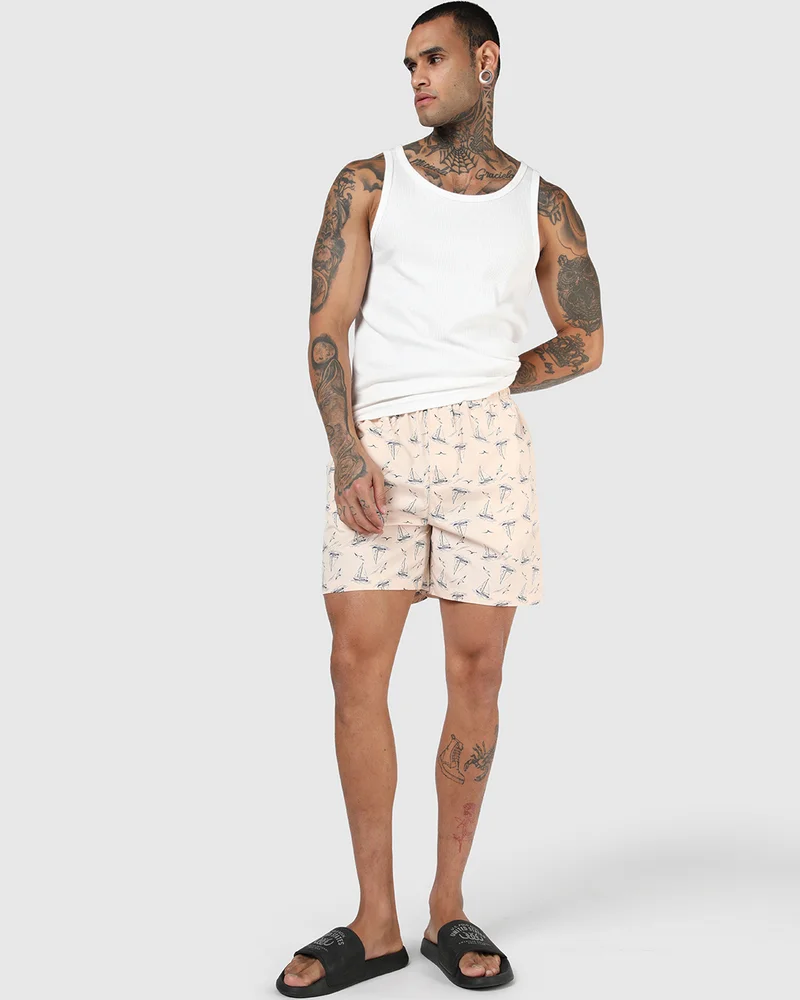 bewakoof  Men's Beige All Over Printed Boxers for Men | Best Price UAE