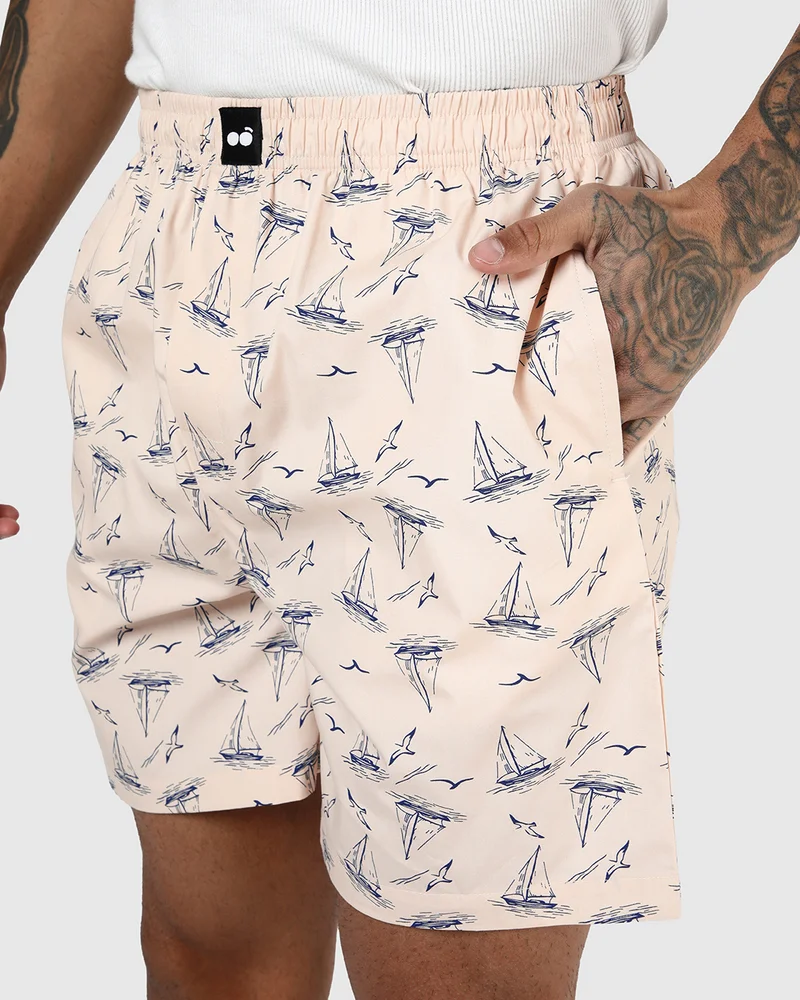 bewakoof Men's Beige All Over Printed Boxers