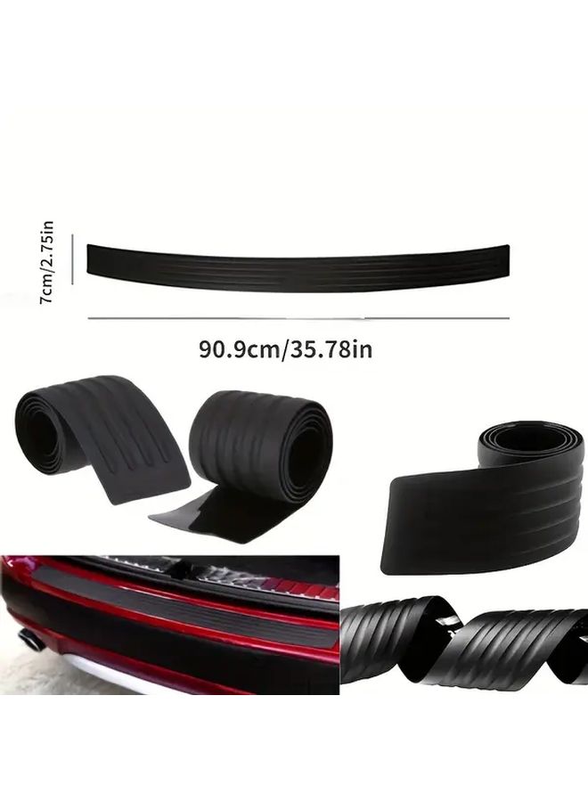 Black Rubber Car Bumper Protector 35.43in Trunk Door Sill Strip Scratch Resistant Easy Install - Image 2