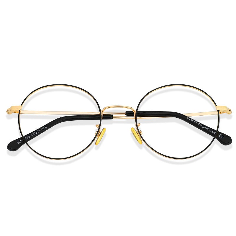 Cyxus Blue Light Blocking Glasses Women Men Panto Style 70s Retro Looks Vintage Round Wire Office Computer Gaming Study 8090