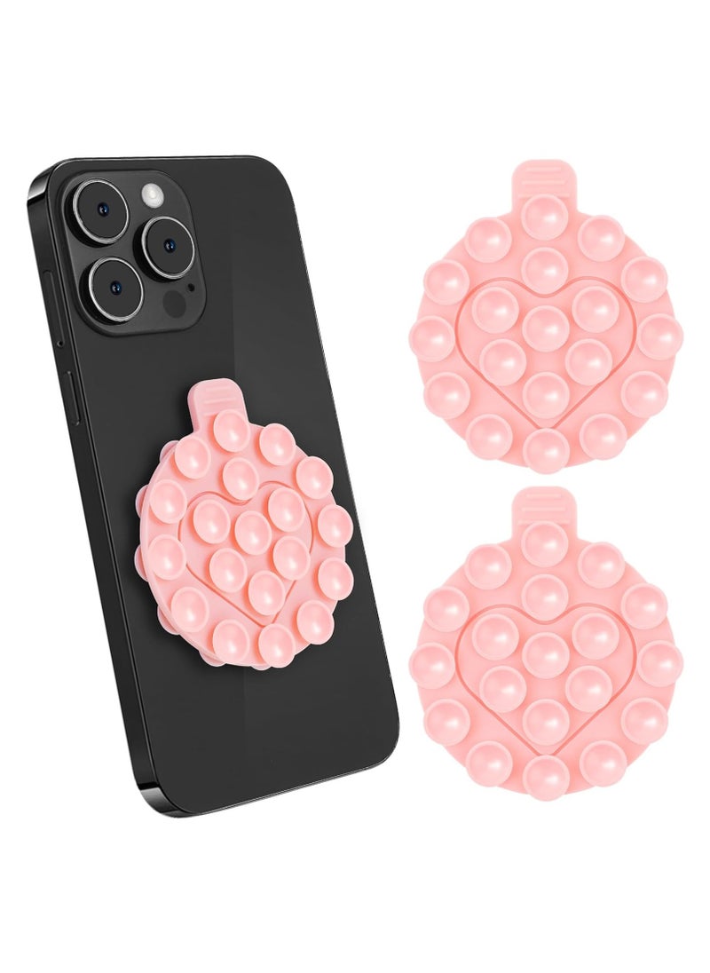 Excefore Suction Cup Phone Mount, Adhesive Non Slip Silicone Suction Phone Case Stand, Double Sided Hands Free Strong Sticky Phone Grip Holder for Mirror Shower Videos and Selfies (Pink, 2Pcs)  - Image 1
