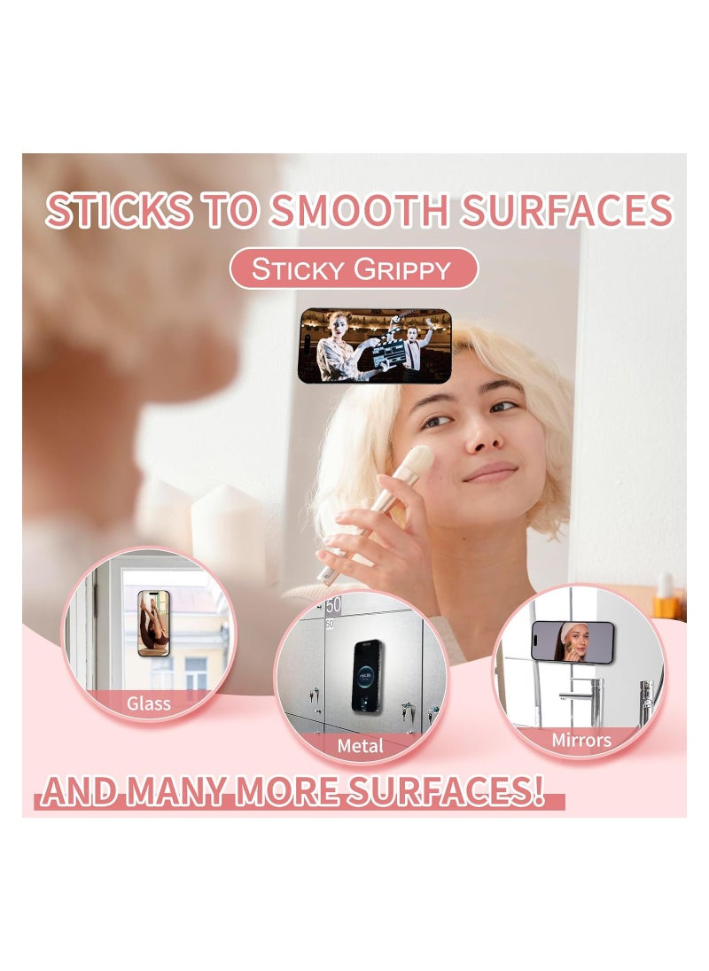 Excefore Suction Cup Phone Mount, Adhesive Non Slip Silicone Suction Phone Case Stand, Double Sided Hands Free Strong Sticky Phone Grip Holder for Mirror Shower Videos and Selfies (Pink, 2Pcs)  - Image 2