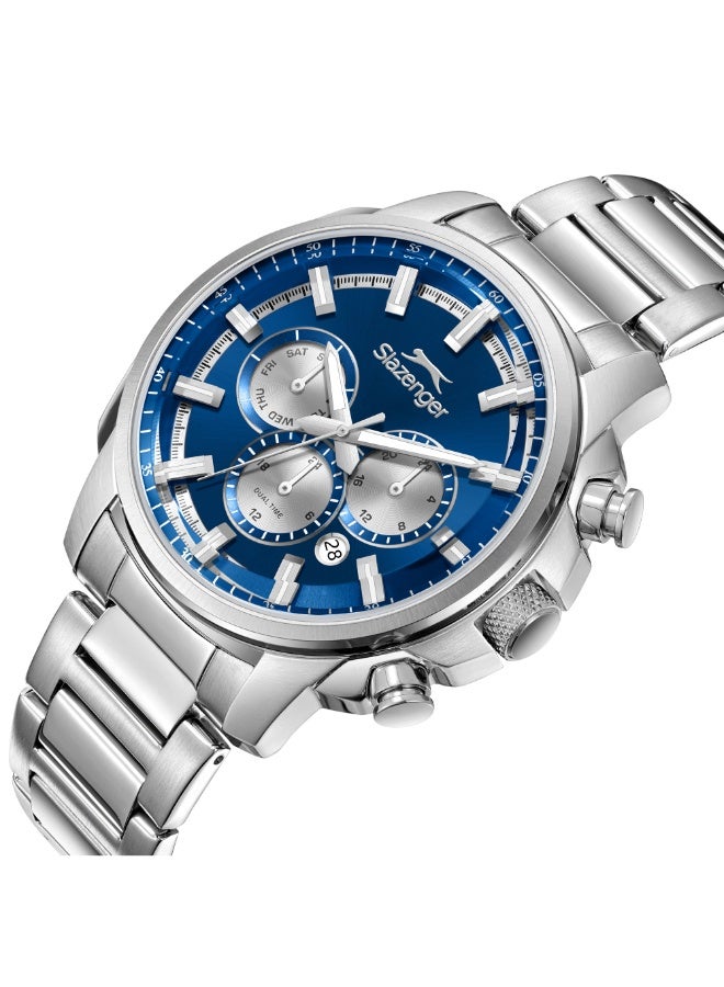 سلازنجر ساعة سلازينجر رجالي متعددة الوظائف بسوار معدني - فضي - Image 2