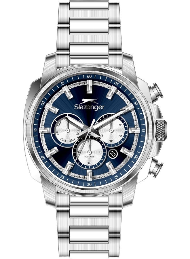 سلازنجر ساعة سلازينجر رجالي متعددة الوظائف بسوار معدني - فضي - Image 1