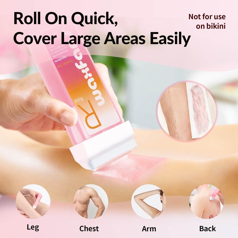 Waxfans Roll On Wax Refill,Waxing Roller Refill for Hair Removal,100% Natural,Quick Melting - For Coarse and Fine Hairs.with 3.53 Ounce(Pack of 4) Honey Wax Rollers, 50 Strips (Pink) - Image 4