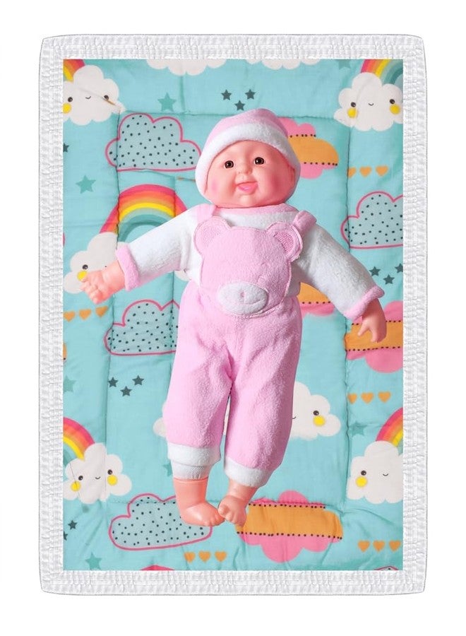 ONDOLL Newborn Baby Pom Pom Cotton Baby Bed | Godari | Cradle Bed | Crib Sheet | Changing Mat Baby Godadi |Bedding Set | Mattress_Pack of 1 Piece_(20 * 30 Inch)_(V_i_668674_Multicolor) - Image 1