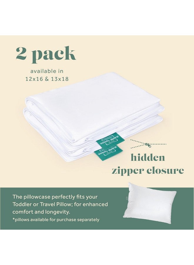 ComfyDown Pillowcase for Toddler & Travel Pillows - 2 Pack - Breathable, 100% Cotton, 400-Thread Count, Zipper Closure - Made in USA - 13"x18" - Image 4