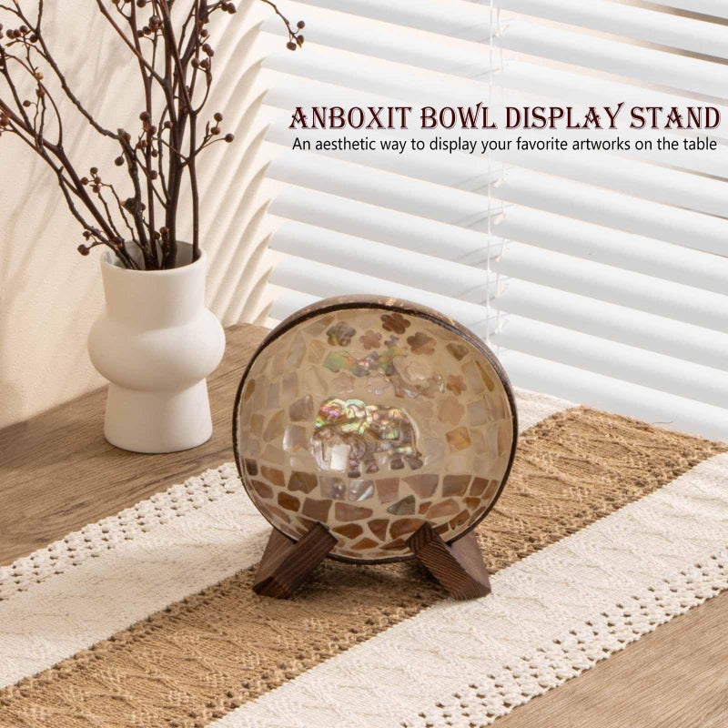 ANBOXIT Bowl Stands for Display, 3.5 Inch Plate Holder, Wooden Easel Frame Holder, Display Stand for Large Deep Platters and Dishes, 3.5" H x 4.8" W x 4" D (For Bowls under 2.5" in Depth) - Image 2