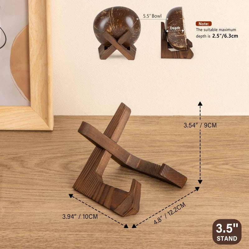 ANBOXIT Bowl Stands for Display, 3.5 Inch Plate Holder, Wooden Easel Frame Holder, Display Stand for Large Deep Platters and Dishes, 3.5" H x 4.8" W x 4" D (For Bowls under 2.5" in Depth) - Image 4