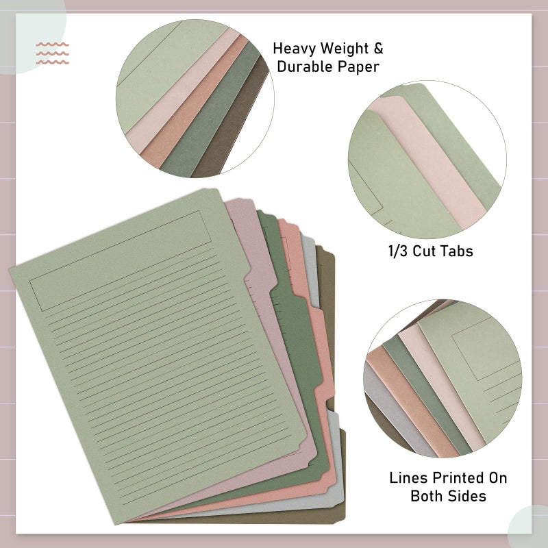 Cholemy 72 Pack Manila Lined Decorative File Folders, Letter Size, 1/3 Cut Tab, Colored Folders, 9.5 x 11.5 Inch, Heavyweight Paper, for Home Office File Storage (Gentle Colors) - Image 3
