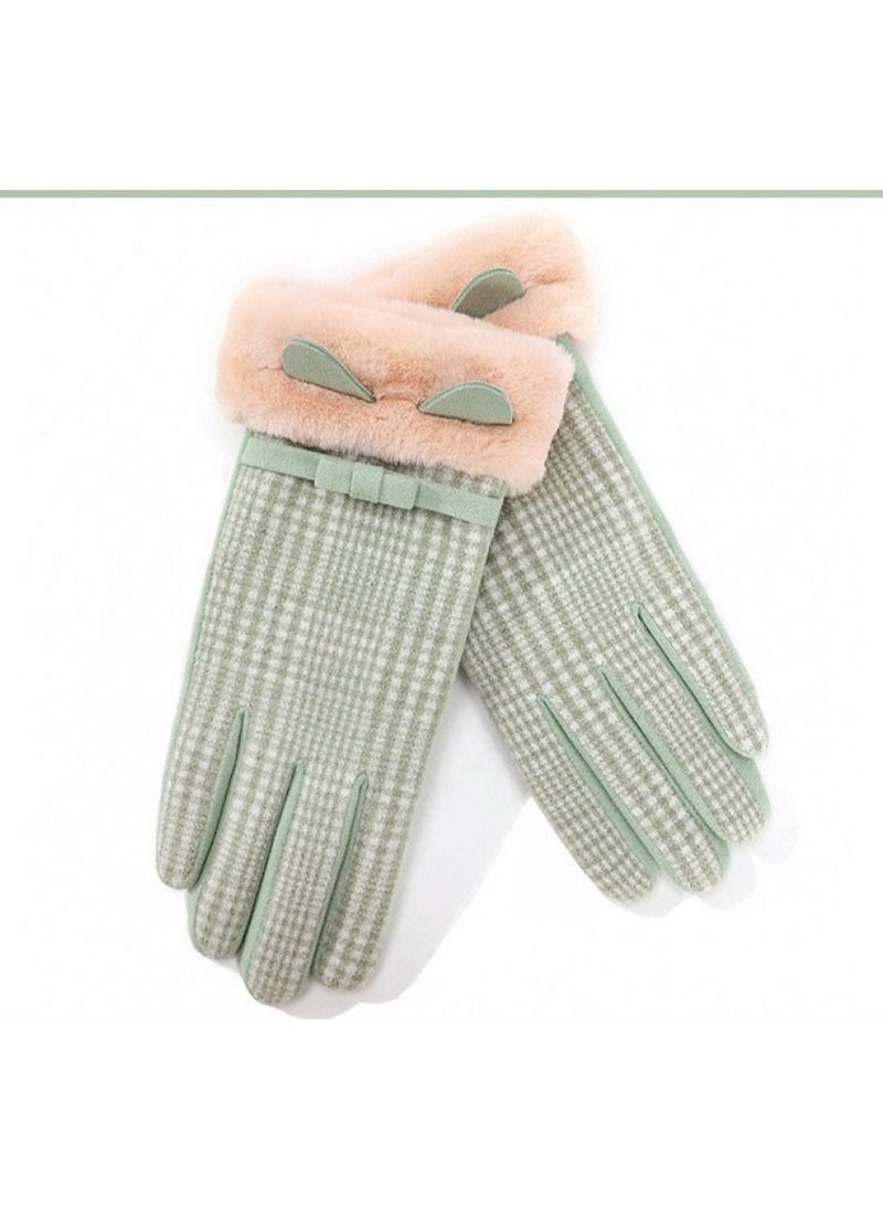 Golovejoy Women's Warm Plush Windproof And Cold Proof Lovely Gloves 