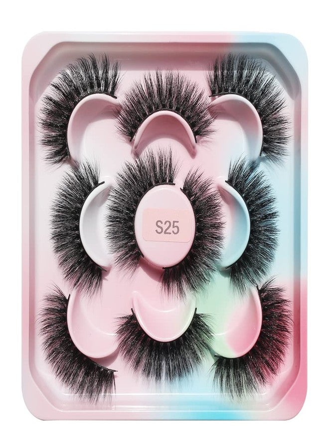 5 Pairs Mink Lashes Natural Look 3D Faux Mink Lashes Fluffy False Eyelashes Wispy Handmade Soft Reusable Fake Eye Lashes Cat Eye Lashes S25 - Image 3