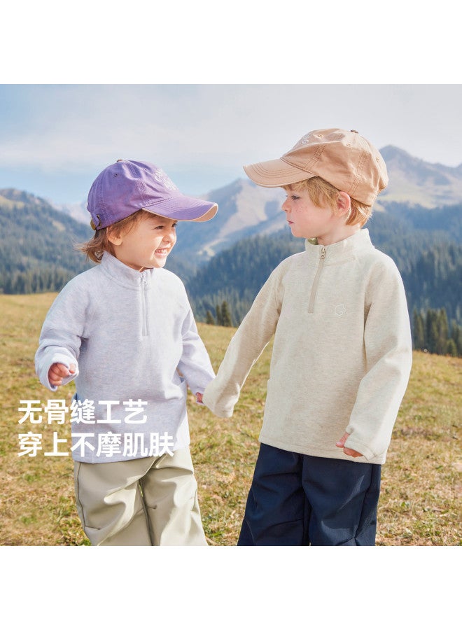 Versatile] Boys' T-shirt Long Sleeve Thickened Autumn/winter Style Baby Half-zip Sports Top Children's New Top For Girls - Image 3
