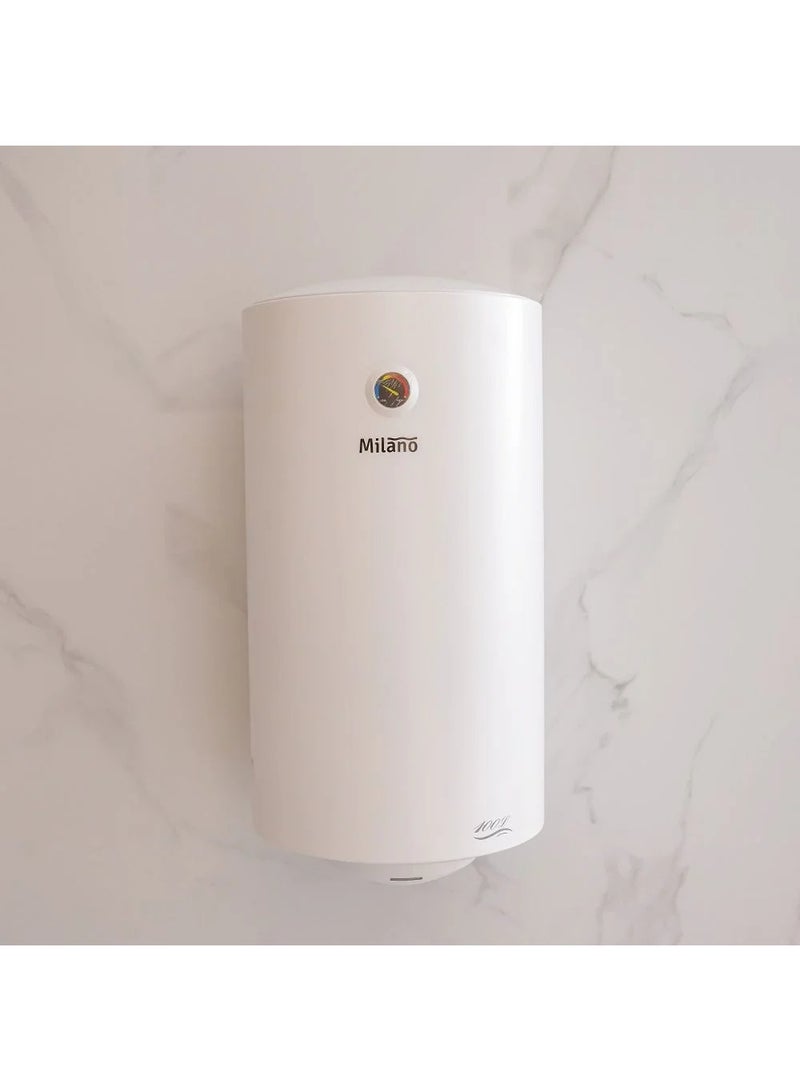 DANUBE HOME Milano Vertical Electric Water Heater - 100 L | Blue Diamond Inner Tank Water Heater | Water Heater For Toilet Bathroom Washroom Shower Powder Room - White - Image 1