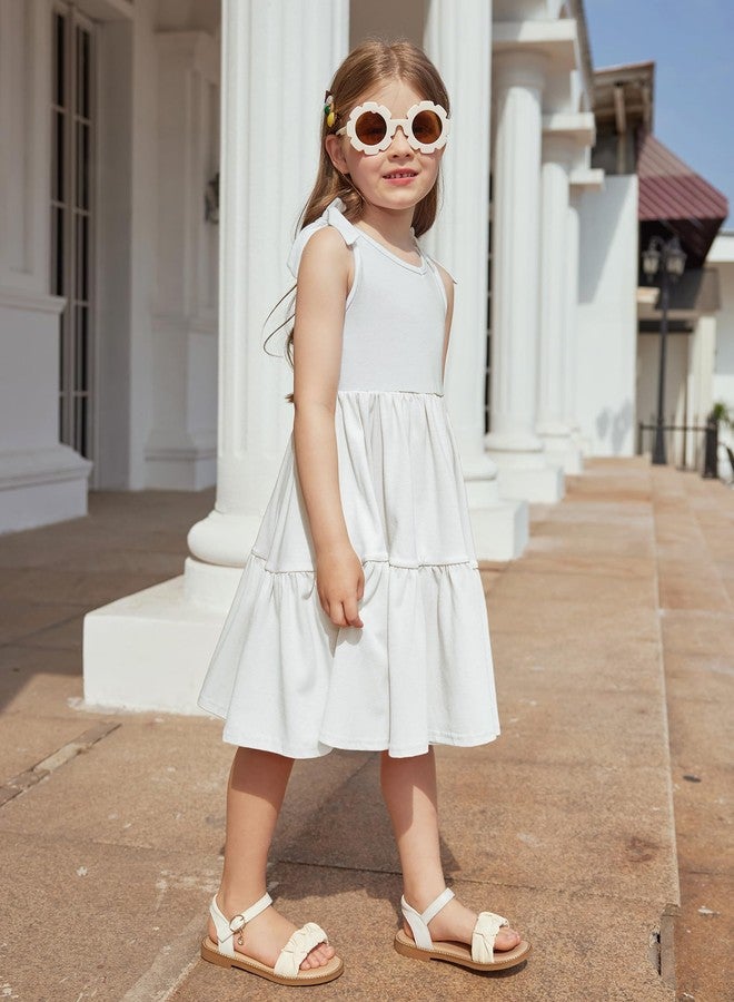 Arshiner فستان أرشينر للأطفال الصغار أبيض على شكل حرف A مع رباط قوس مريح ناعم فستان عائلي متناسق 2-3 سنوات فستان عيد الفصح للأطفال الصغار - Image 3
