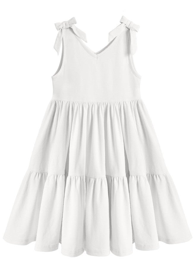 Arshiner فستان أرشينر للأطفال الصغار أبيض على شكل حرف A مع رباط قوس مريح ناعم فستان عائلي متناسق 2-3 سنوات فستان عيد الفصح للأطفال الصغار - Image 1