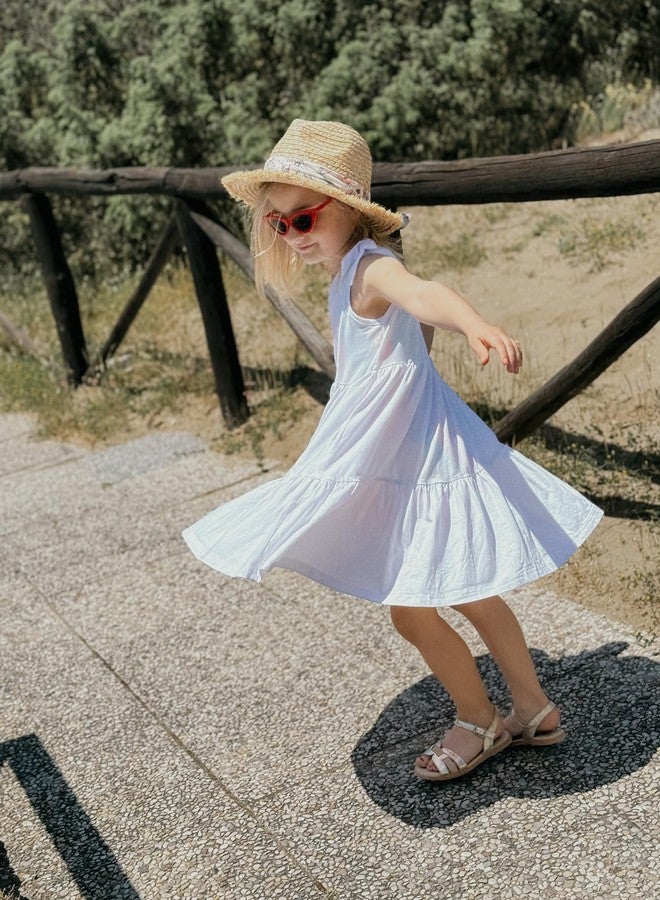 Arshiner فستان أرشينر للأطفال الصغار أبيض على شكل حرف A مع رباط قوس مريح ناعم فستان عائلي متناسق 2-3 سنوات فستان عيد الفصح للأطفال الصغار - Image 4