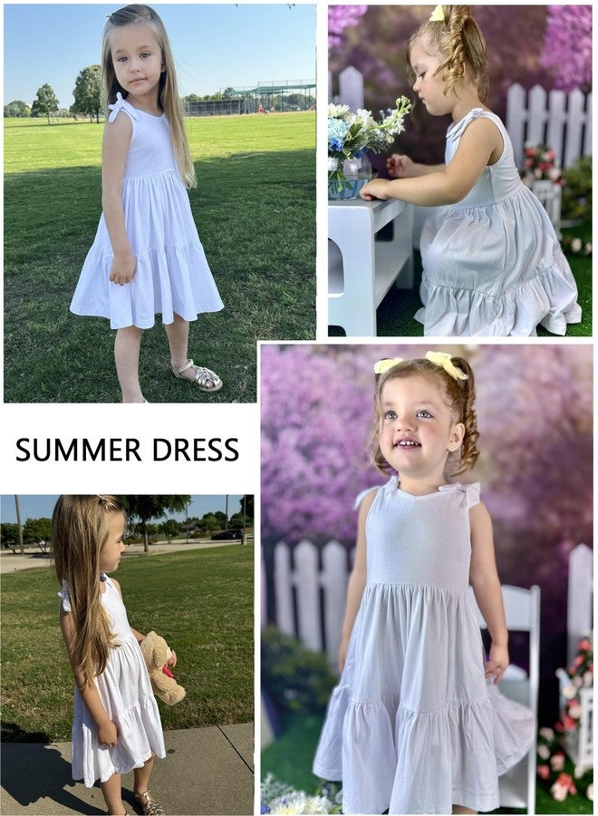 Arshiner فستان أرشينر للأطفال الصغار أبيض على شكل حرف A مع رباط قوس مريح ناعم فستان عائلي متناسق 2-3 سنوات فستان عيد الفصح للأطفال الصغار - Image 5