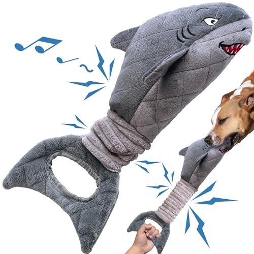 Vitscan Dog Toys for Small Dogs Squeaky Tough Dog Toys for Aggressive Chewers Plush Dog Chew Toys for Teething Interactive Shark Dog Toys to Keep Them Busy Puppy Toys for Small MediumLarge Breeds - Image 1