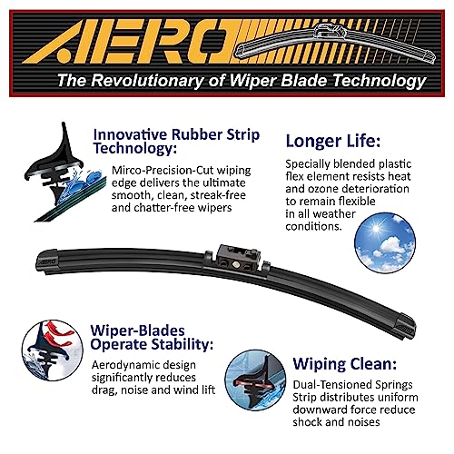 Aero شفاطات الزجاج الأمامي AERO Avenger 26"+22" مع شفرات مطاطية إضافية بديلة OEM لمرسيدس بنز GLE350 GLE450 GLE53 GLE580 GLE63 GLS450 GLS580 2023-2020 (بدون فوهة غسيل) - Image 3