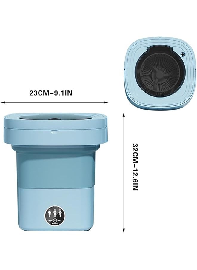erorex Portable Washing Machine Folding Mini Washer With 3 Modes Deep Cleaning For Underwear Sock Small Items Foldable Travel Washer And Dryer Combo For Apartments Camping Travel Blue 8.5L  - Image 2