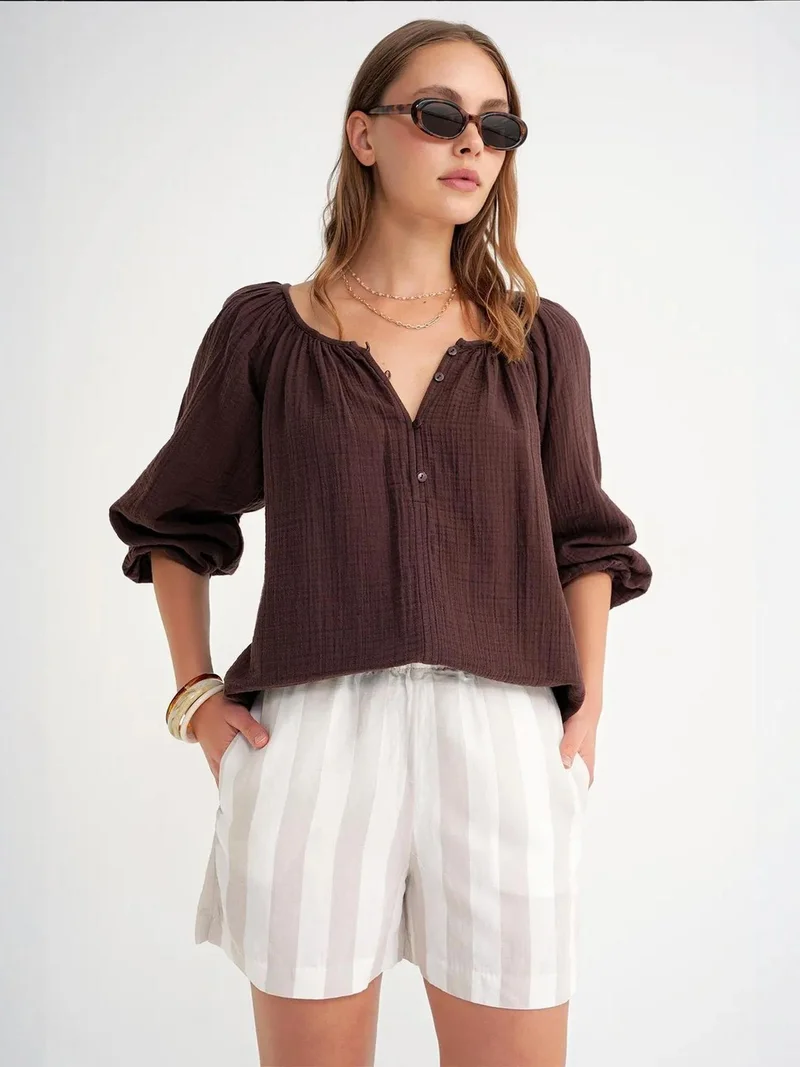MixRay Mixray Buttoned Muslin Blouse