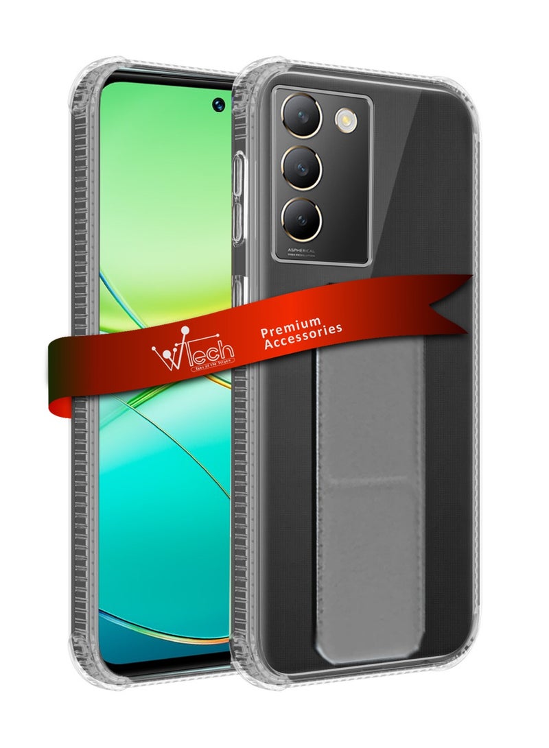 دبليو تيك غطاء وسادة هوائية بمقبض يدوي من مادة TPU لهاتف فيفو V30 لايت 4G 2024 شفاف/رمادي - Image 1