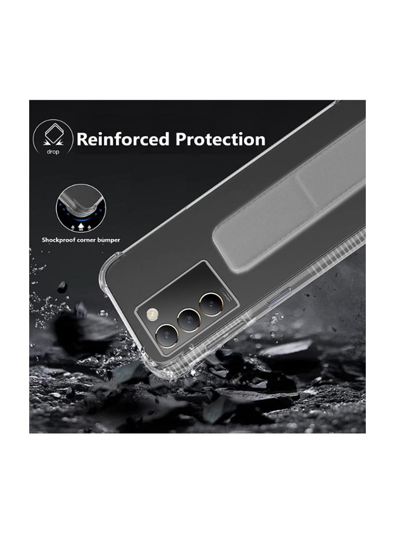 دبليو تيك غطاء وسادة هوائية بمقبض يدوي من مادة TPU لهاتف فيفو V30 لايت 4G 2024 شفاف/رمادي - Image 4