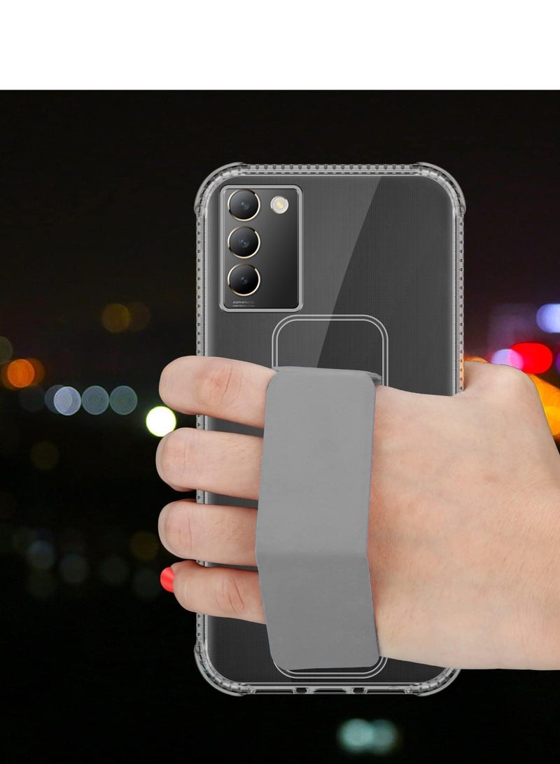 دبليو تيك غطاء وسادة هوائية بمقبض يدوي من مادة TPU لهاتف فيفو V30 لايت 4G 2024 شفاف/رمادي - Image 2