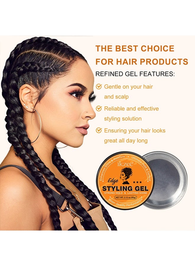 IKZEE Styling Gel,Strong Hold Edge Control Gel, Conditioning Gel Extra Hold for Braids, Twists, and Frizz Control,Long Lasting, Supports Hair Growth, Natural Formula, For All Hair Types, 2.12oz (60g) - Image 5