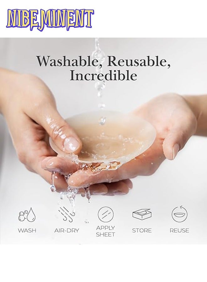 NIBEMINENT Nipple Cover - Sticky Adhesive Silicone Nipple Pasties - Reusable Pasty Nipple Covers for Women with Travel Box - Image 3