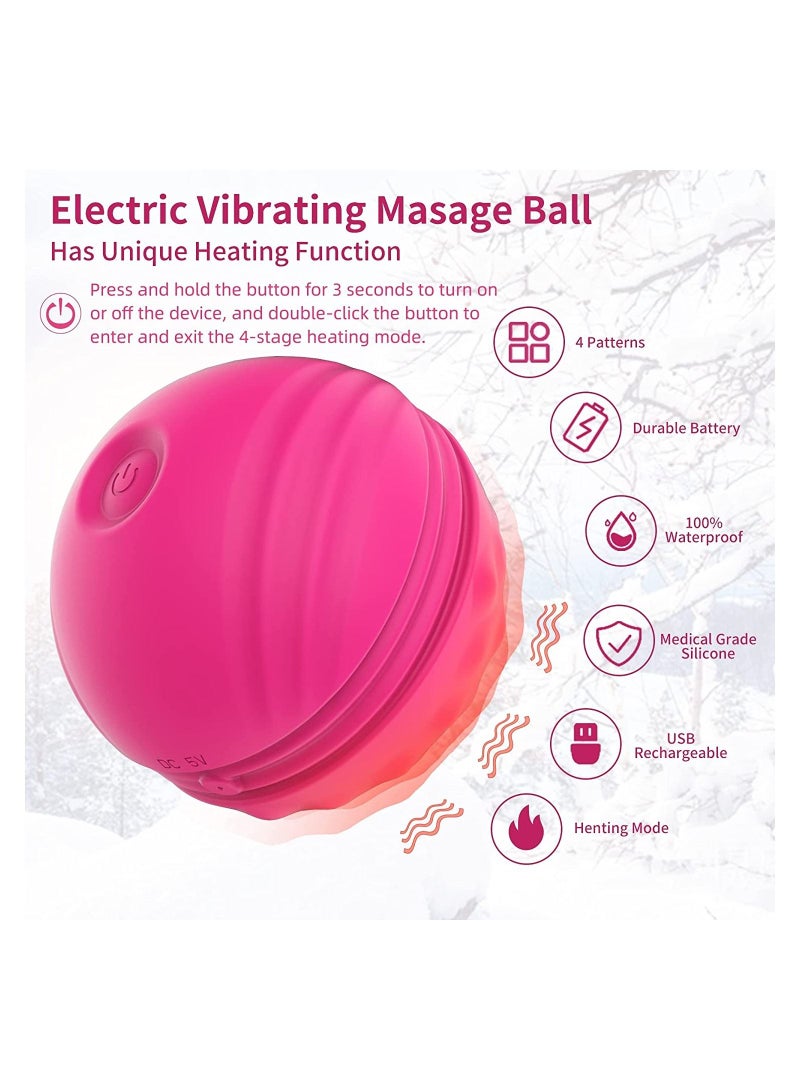 Electric Vibration Massage Ball 4 Speed Heating IPX7 Waterproof for Post Yoga Exercise Massage and Relaxation Recovery and Relief of Muscle Pain Tension