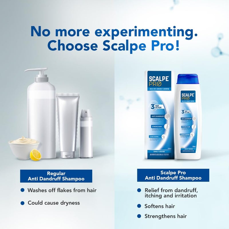 Scalpe Pro Daily AntiDandruff Shampoo Removes Dandruff from Source Helps with Itching Irritation Redness accompanying Dandruff Scalpe Science Climbazole ZPTO Formulation Strong Smooth Hair Daily Use Dermatologically Tested Solution For Women Men 100ml - Image 5