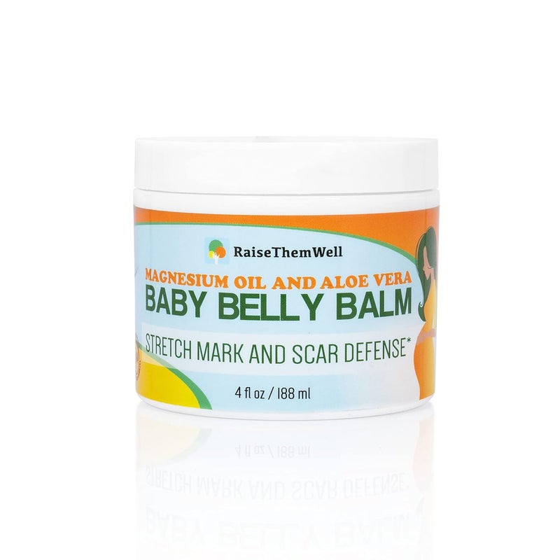 Natural Belly Balm for Pregnancy with Magnesium Oil, Aloe Vera, Jojoba Coconut and Lavender Oil & Beeswax | 4 fl oz