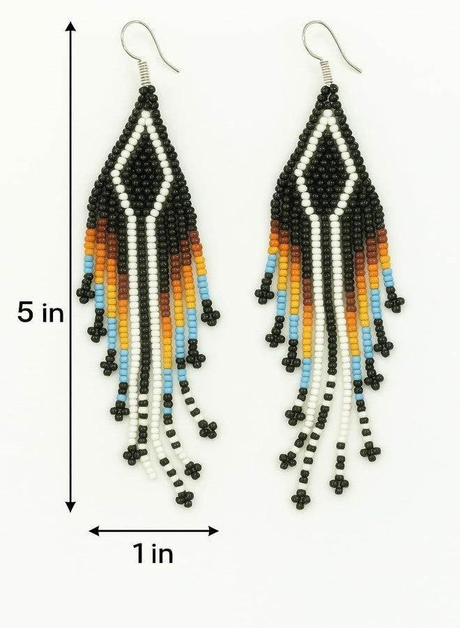 BeadsCorner Handmade Native Style Ethnic Beaded Earrings - Image 4