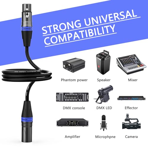 BGBGKK XLR Cables 6ft 6 Pack, Professional XLR Microphone Cable Male to Female, Gold-Plated 3-pin X L R Speaker Cable Balanced Mic Cable, Multicolor - Image 3