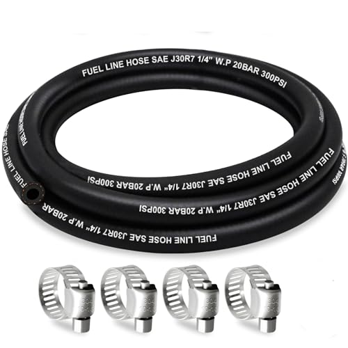 HOUSN HOUSUN Fuel Line 14 Inch ID Fuel Hose 5FT J30R7 Fuel Line Hose NBR with 4 Clamps - Image 1