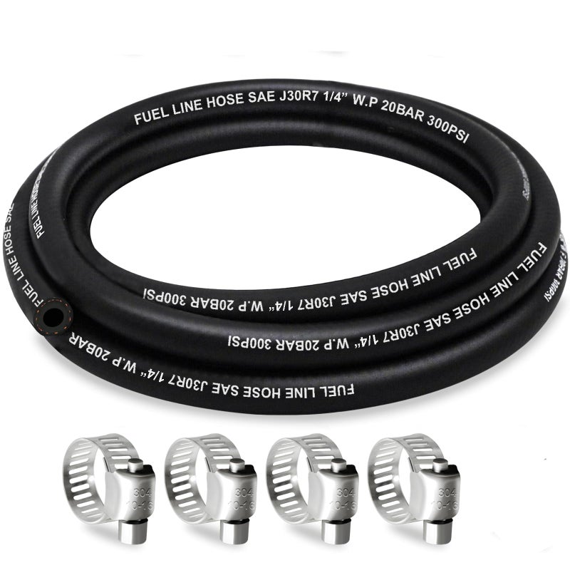 HOUSN HOUSUN Fuel Line 14 Inch ID Fuel Hose 5FT J30R7 Fuel Line Hose NBR with 4 Clamps - Image 3