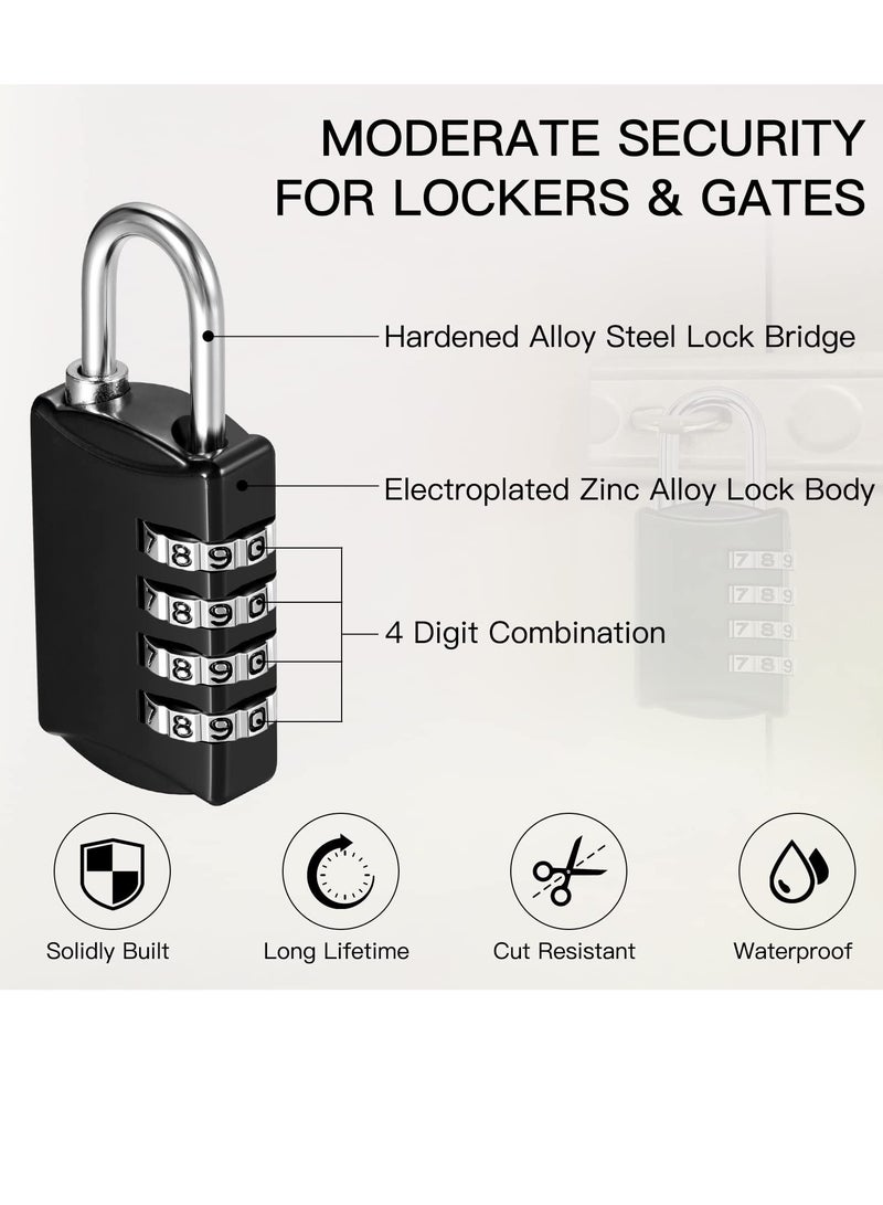 KASTWAVE Combination Lock, KASTWAVE Travel Bag Lock, 4 Pack, 4 Digit Combination Padlock for Traveling Toolbox School Gym Door Locker Suitcases Employee Hasp Storage - Image 3