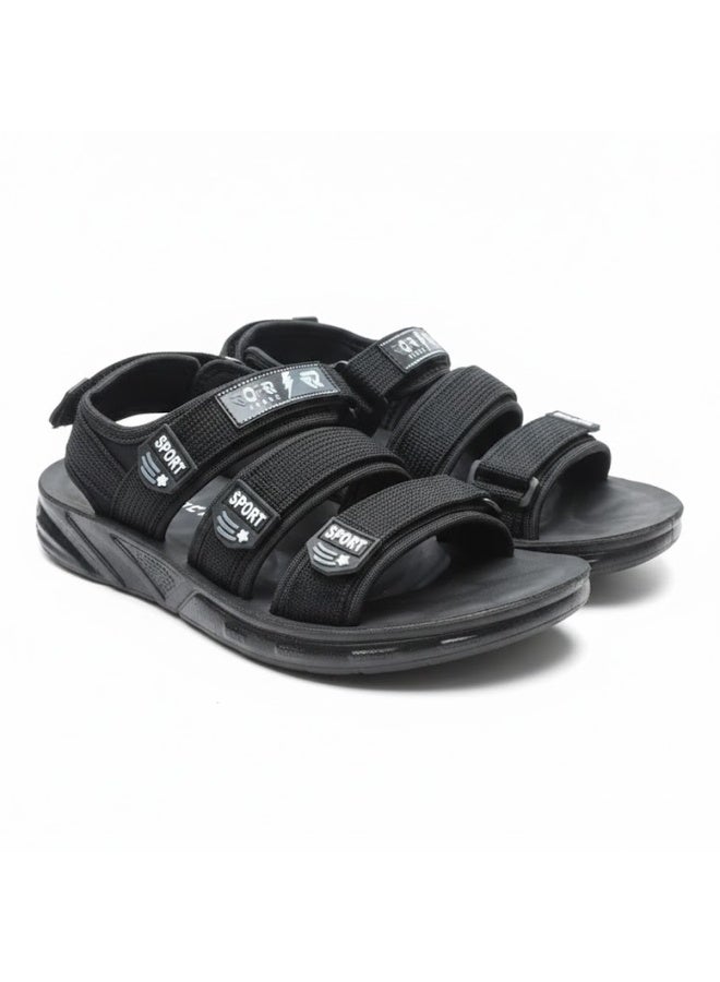 Men's black athletic sandals with a multi-link closure and a comfortable, non-slip sole for walking and everyday activities. - Image 2