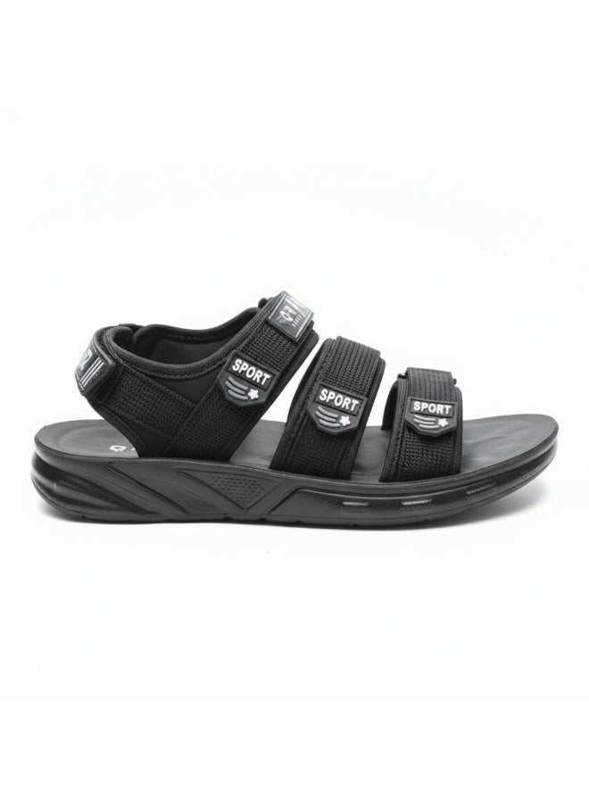 Men's black athletic sandals with a multi-link closure and a comfortable, non-slip sole for walking and everyday activities. - Image 3