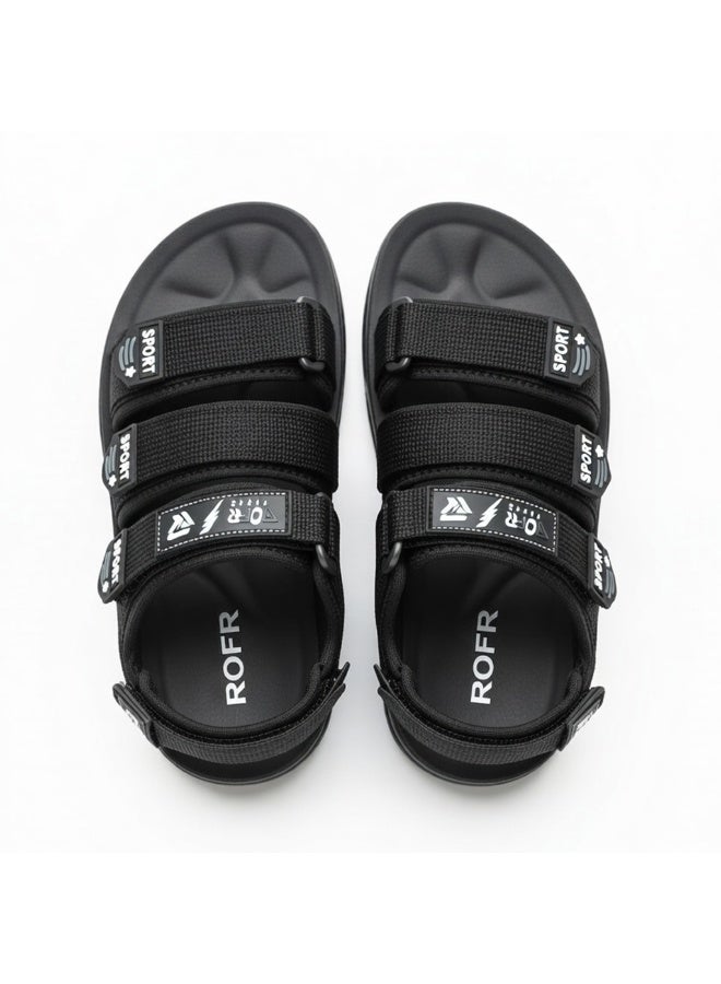 Men's black athletic sandals with a multi-link closure and a comfortable, non-slip sole for walking and everyday activities. - Image 5