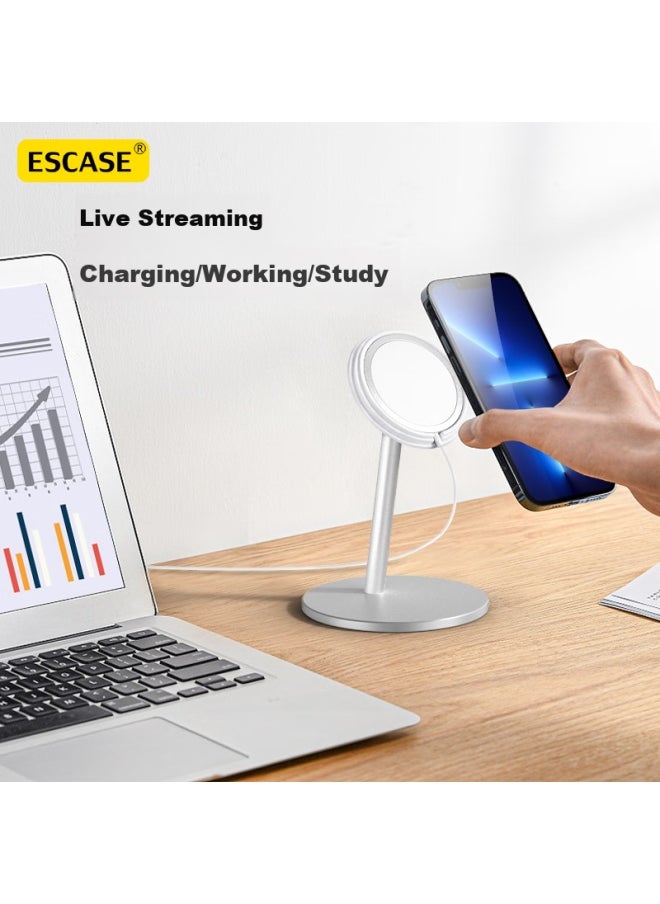 Escase Magsafe Stand Compatible With Apple Iphone 13 Pro Max, Magnetic Wireless Charger, Vertical Base, Mini Desktop Lazy Stand, Portable Phone Holder, Silver